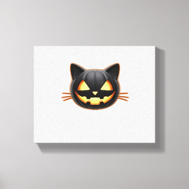 Black Cat Jack o'Lantern Emoji Classic T-Shirt Canvas Print (Front)