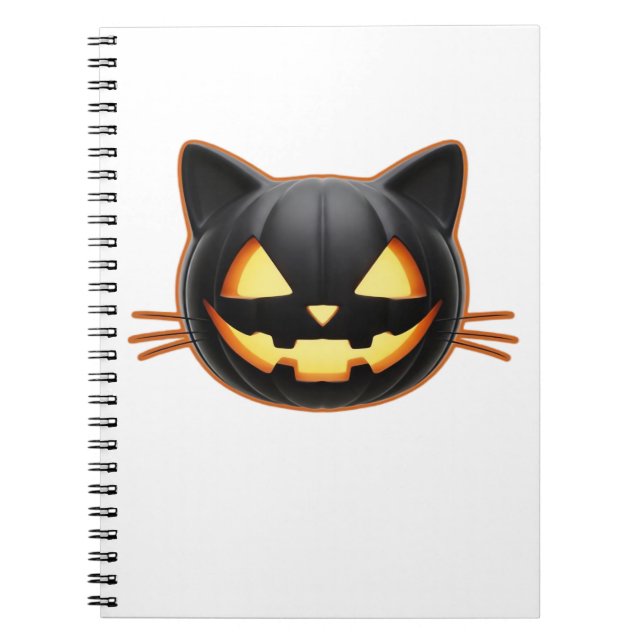 Black Cat Jack o'Lantern Emoji Classic T-Shirt Notebook (Front)
