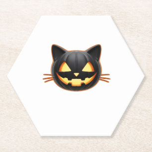 Black Cat Jack o'Lantern Emoji Classic T-Shirt Paper Coaster