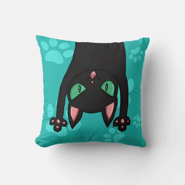 Black Cat jumping out Cushion (Front)