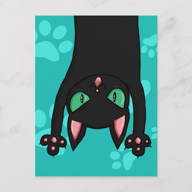 Black Cat jumping out Postcard (Front)