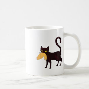 Black Cat Kamala Harris With Trump Hair Sarcastic Coffee Mug