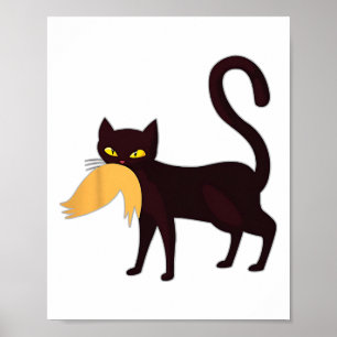 Black Cat Kamala Harris With Trump Hair Sarcastic  Poster