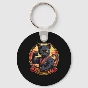 Black Cat Karate For Men Women Kids  Key Ring