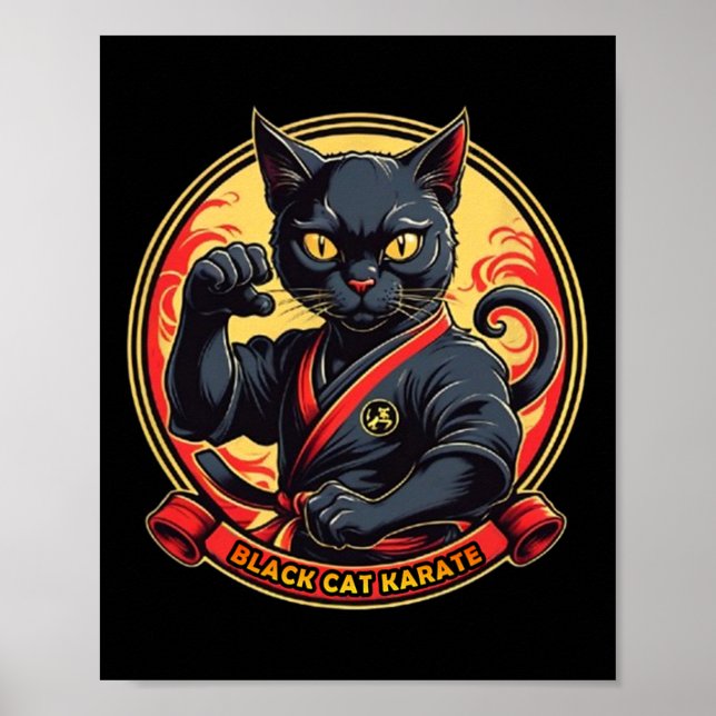 Black Cat Karate For Men Women Kids  Poster (Front)
