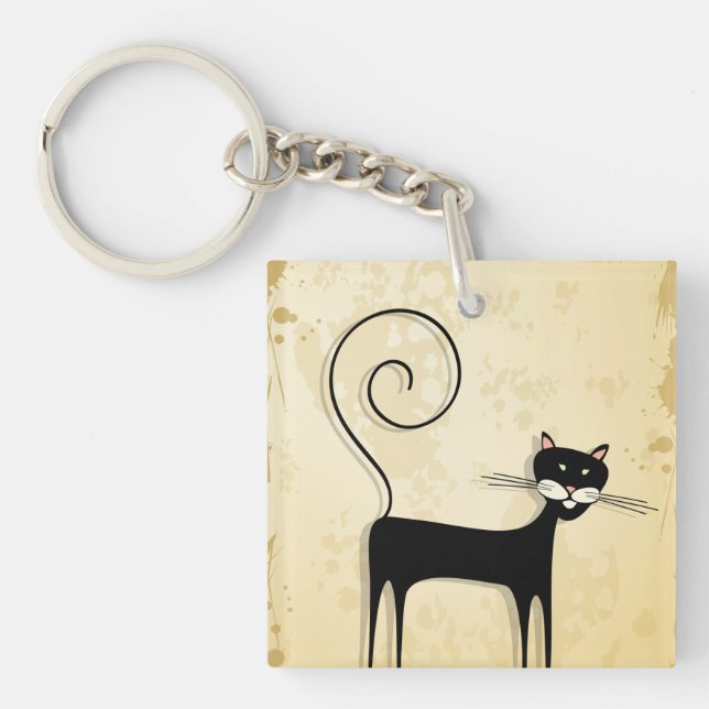 Black cat key ring (Front)