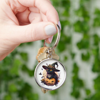 black cat key ring