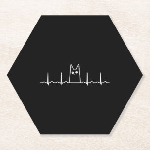 black cat kids heartbeat gift paper coaster