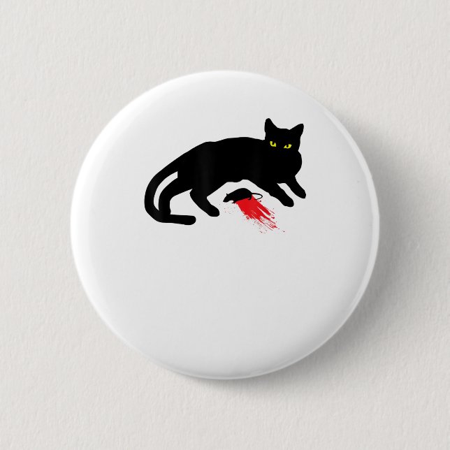 Black Cat Killer Instincts Dead Mouse Punk Goth  6 Cm Round Badge (Front)