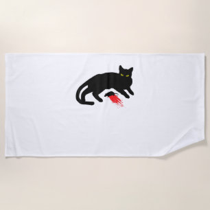 Black Cat Killer Instincts Dead Mouse Punk Goth Beach Towel