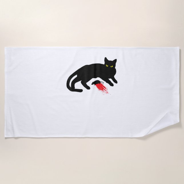 Black Cat Killer Instincts Dead Mouse Punk Goth  Beach Towel (Front)