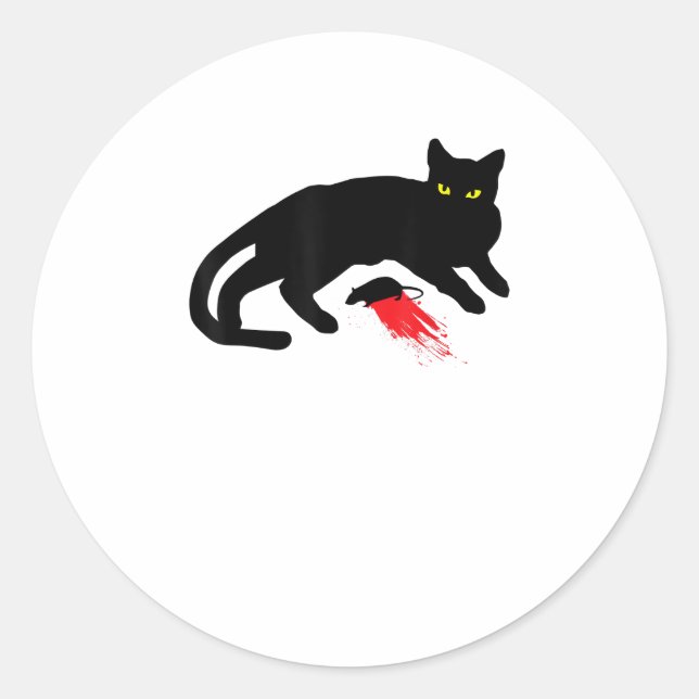 Black Cat Killer Instincts Dead Mouse Punk Goth  Classic Round Sticker (Front)