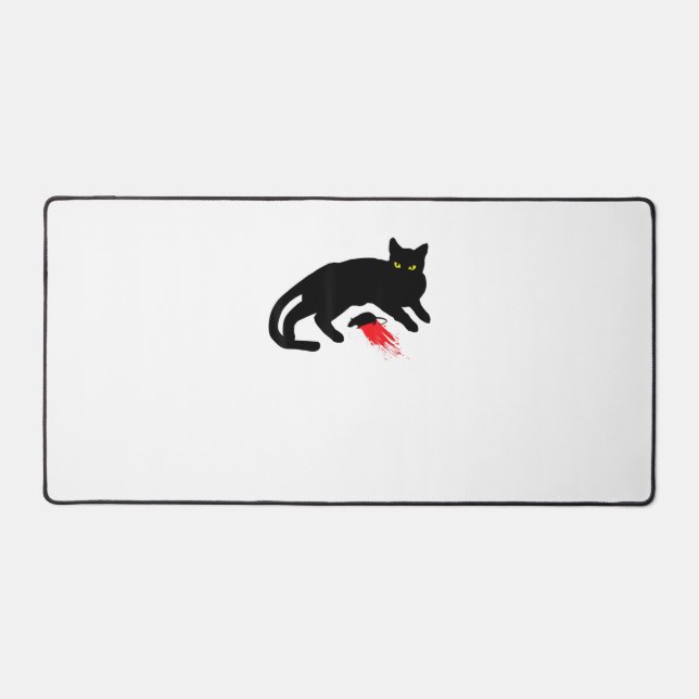 Black Cat Killer Instincts Dead Mouse Punk Goth  Desk Mat (Front)