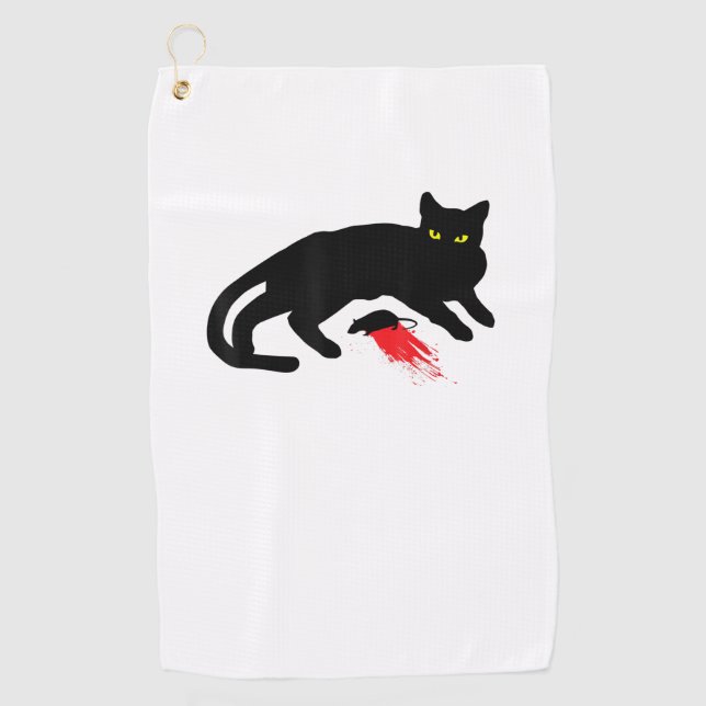 Black Cat Killer Instincts Dead Mouse Punk Goth  Golf Towel (Front)