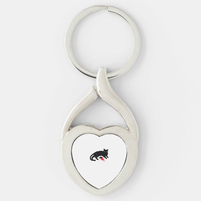 Black Cat Killer Instincts Dead Mouse Punk Goth  Key Ring (Front)