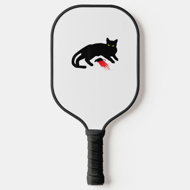Black Cat Killer Instincts Dead Mouse Punk Goth  Pickleball Paddle (Front)