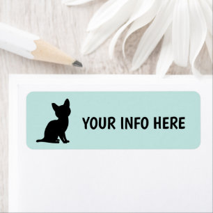 BLACK CAT KITTEN ART RETURN ADDRESS LABELS