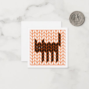 BLACK CAT KNIT 2.5" Square Flat Halloween Card