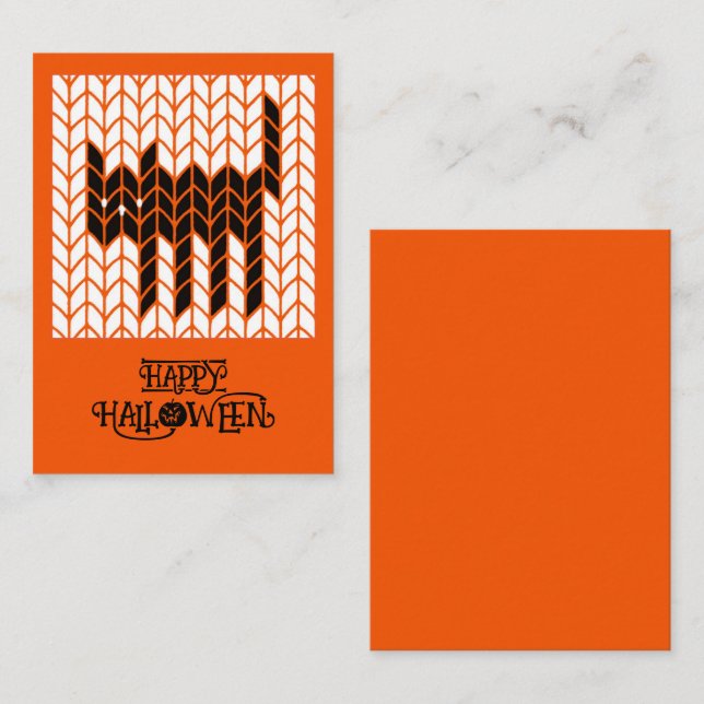BLACK CAT KNIT 3.5x2.5 Flat Halloween Notecard II (Front/Back)