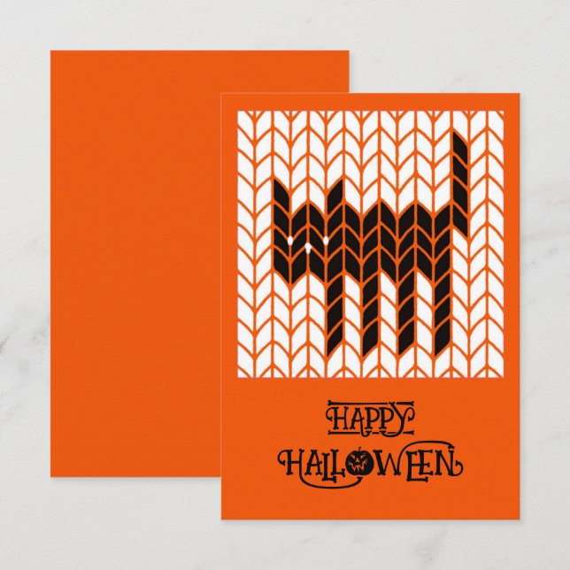 BLACK CAT KNIT 3x5 Flat Halloween Card II (Front/Back)