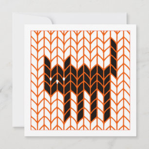 BLACK CAT KNIT 5.25" Square Flat Halloween Card