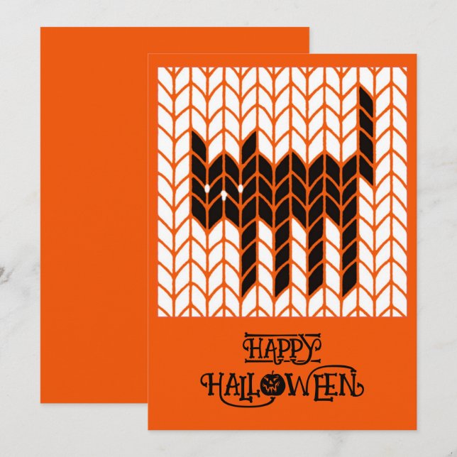 BLACK CAT KNIT 5x7 Flat Halloween Card II (Front/Back)