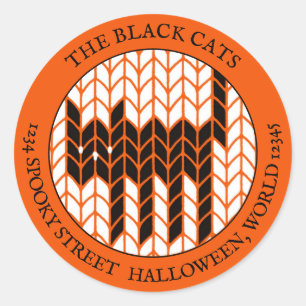 BLACK CAT KNIT Large Round Address Labels II