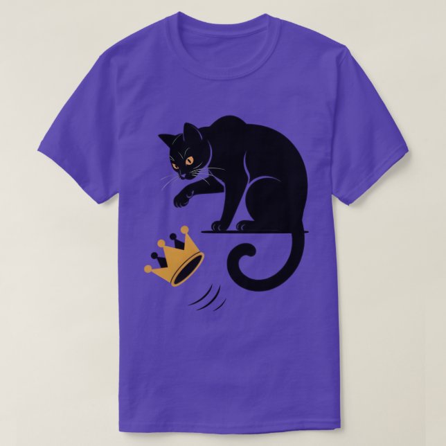 Black Cat Knocks Down the Crown T-Shirt (Design Front)