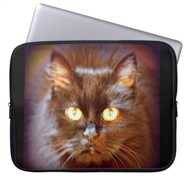 black cat laptop sleeve (Front)
