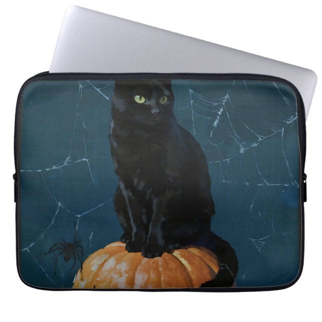 Black Cat Laptop Sleeve (Front)
