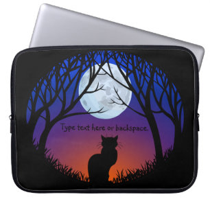 Black Cat Laptop Sleeve Personalise Cat Lover Case
