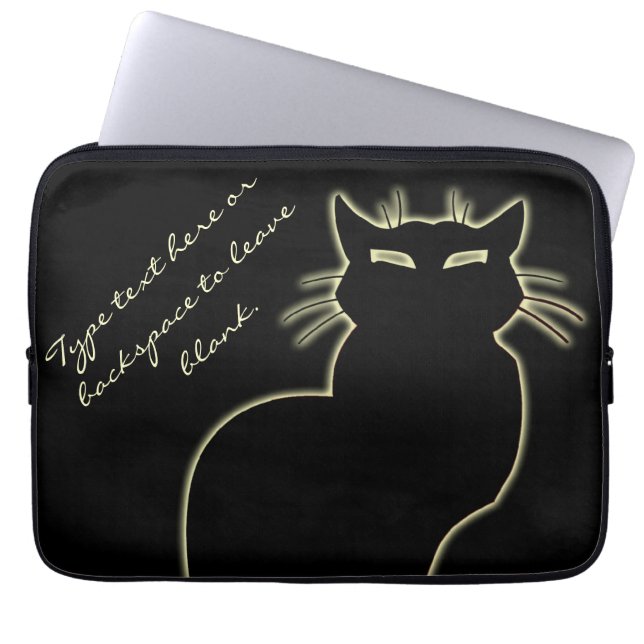 Black Cat Laptop Sleeve Personalise Cat Lover Case (Front)