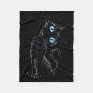 Black Cat Lazy Cute Meme Button Eyes Kitty Lovers Fleece Blanket