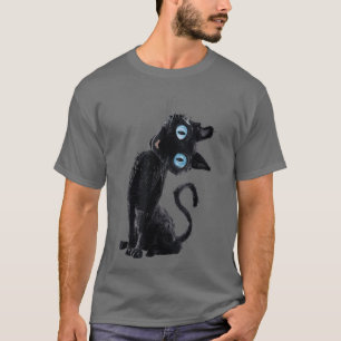 Black Cat Lazy Cute Meme Button Eyes Kitty Lovers T-Shirt