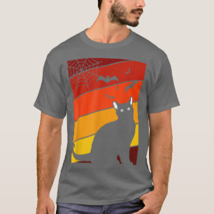 Black Cat Lazy Halloween Costume Retro Kitten Bat  T-Shirt