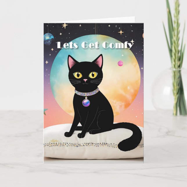 Black Cat - Lets Get Comfy Card (Front)