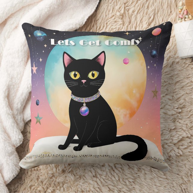 Black Cat - Lets Get Comfy Cushion (Blanket)