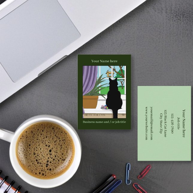 Black Cat Looking Out Window Business Card (Creator Uploaded)