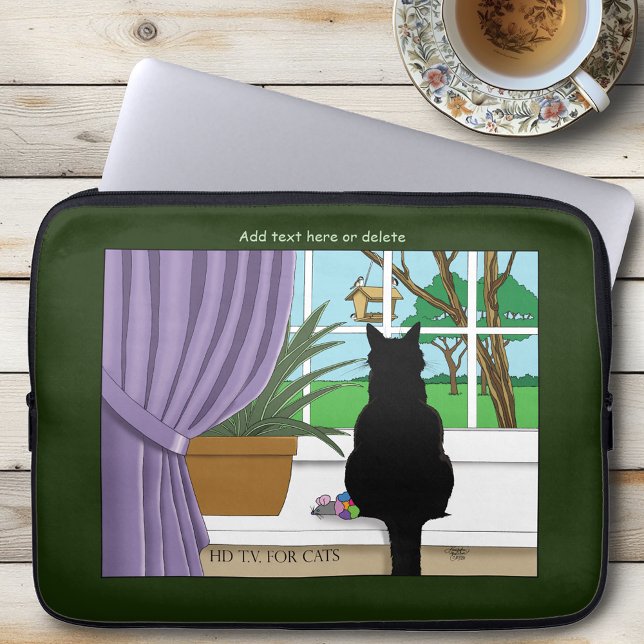 Black Cat Looking Out Window Laptop Sleeve (Creator Uploaded)