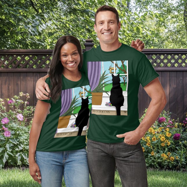 Black Cat Looking Out Window T-Shirt (Creator Uploaded)