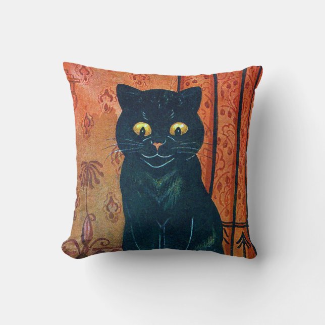 Black cat, Louis Wain Cushion (Front)