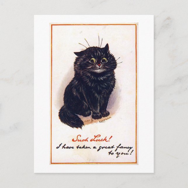 Black cat, Louis Wain Postcard (Front)
