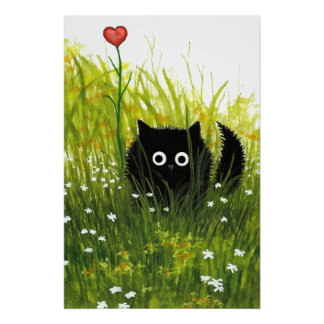 Black Cat Love Poster by Bihrle