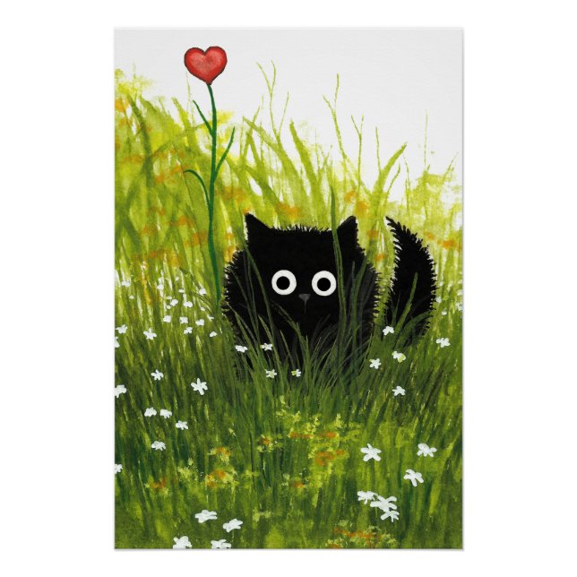 Black Cat Love Poster by Bihrle (Front)