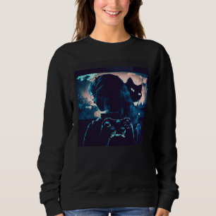 Black Cat Love Video Games Sweatshirt