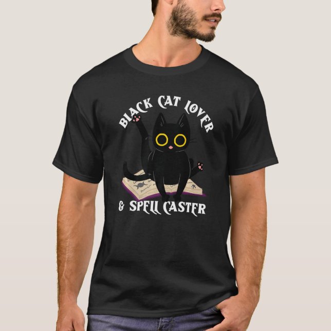 Black Cat Lover And Spell Caster Witch Tee With Bl (Front)