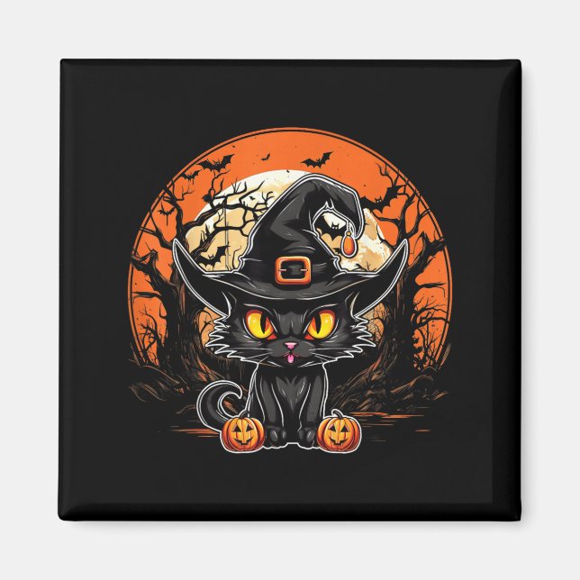 Black Cat Lover - Black Cat Halloween Spooky Ghost Magnet (Front)