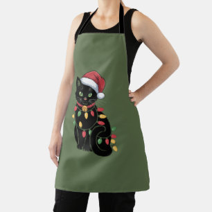 Black Cat Lover Christmas Kitten Gift Cat Mum Xmas Apron