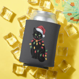 Black Cat Lover Christmas Kitten Gift Cat Mum Xmas Can Cooler