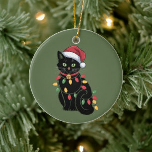 Black Cat Lover Christmas Kitten Gift Cat Mum Xmas Ceramic Tree Decoration